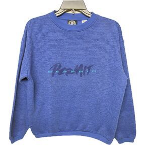 Vtg Permit Classic Crewneck Pullover Sweatshirt Skate Surf Wear Blue Men S EUC